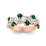 Load image into Gallery viewer, 3-carat-alternative-pear-and-round-emerald-wedding-band-ring-in-rose-gold-FD9174BGEMGRANGLE5-3.00CT-NL-RG