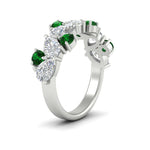 Load image into Gallery viewer, 3-carat-alternative-pear-and-round-emerald-wedding-band-ring-in-white-gold-FD9174BGEMGRANGLE2-3.00CT-NL-WG