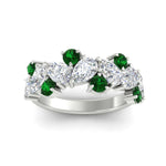 Load image into Gallery viewer, 3-carat-alternative-pear-and-round-emerald-wedding-band-ring-in-white-gold-FD9174BGEMGRANGLE5-3.00CT-NL-WG