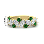 Load image into Gallery viewer, 3-carat-alternative-pear-and-round-emerald-wedding-band-ring-in-yellow-gold-FD9174BGEMGR-3.00CT-NL-YG-HW