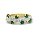 Load image into Gallery viewer, 3-carat-alternative-pear-and-round-emerald-wedding-band-ring-in-yellow-gold-FD9174BGEMGR-3.00CT-NL-YG
