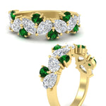 Load image into Gallery viewer, 3-carat-alternative-pear-and-round-emerald-wedding-band-ring-in-yellow-gold-FD9174BGEMGRANGLE3-3.00CT-NL-YG