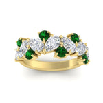 Load image into Gallery viewer, 3-carat-alternative-pear-and-round-emerald-wedding-band-ring-in-yellow-gold-FD9174BGEMGRANGLE5-3.00CT-NL-YG