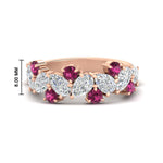 Load image into Gallery viewer, 3-carat-alternative-pear-and-round-pink-sapphire-wedding-band-ring-in-rose-gold-FD9174BGSADRPI-3.00CT-NL-RG-HW