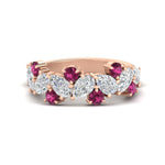 Load image into Gallery viewer, 3-carat-alternative-pear-and-round-pink-sapphire-wedding-band-ring-in-rose-gold-FD9174BGSADRPI-3.00CT-NL-RG