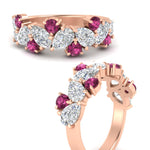 Load image into Gallery viewer, 3-carat-alternative-pear-and-round-pink-sapphire-wedding-band-ring-in-rose-gold-FD9174BGSADRPIANGLE3-3.00CT-NL-RG