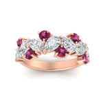 Load image into Gallery viewer, 3-carat-alternative-pear-and-round-pink-sapphire-wedding-band-ring-in-rose-gold-FD9174BGSADRPIANGLE5-3.00CT-NL-RG