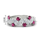Load image into Gallery viewer, 3-carat-alternative-pear-and-round-pink-sapphire-wedding-band-ring-in-white-gold-FD9174BGSADRPI-3.00CT-NL-WG-HW