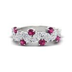 Load image into Gallery viewer, 3-carat-alternative-pear-and-round-pink-sapphire-wedding-band-ring-in-white-gold-FD9174BGSADRPI-3.00CT-NL-WG