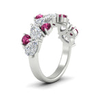 Load image into Gallery viewer, 3-carat-alternative-pear-and-round-pink-sapphire-wedding-band-ring-in-white-gold-FD9174BGSADRPIANGLE2-3.00CT-NL-WG