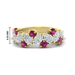 Load image into Gallery viewer, 3-carat-alternative-pear-and-round-pink-sapphire-wedding-band-ring-in-yellow-gold-FD9174BGSADRPI-3.00CT-NL-YG-HW