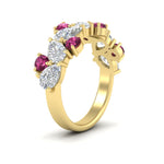 Load image into Gallery viewer, 3-carat-alternative-pear-and-round-pink-sapphire-wedding-band-ring-in-yellow-gold-FD9174BGSADRPIANGLE2-3.00CT-NL-YG