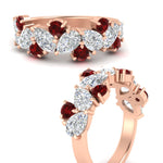 Load image into Gallery viewer, 3-carat-alternative-pear-and-round-ruby-wedding-band-ring-in-rose-gold-FD9174BGRUDRANGLE3-3.00CT-NL-RG