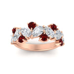 Load image into Gallery viewer, 3-carat-alternative-pear-and-round-ruby-wedding-band-ring-in-rose-gold-FD9174BGRUDRANGLE5-3.00CT-NL-RG