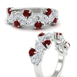 Load image into Gallery viewer, 3-carat-alternative-pear-and-round-ruby-wedding-band-ring-in-white-gold-FD9174BGRUDRANGLE3-3.00CT-NL-WG