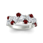 Load image into Gallery viewer, 3-carat-alternative-pear-and-round-ruby-wedding-band-ring-in-white-gold-FD9174BGRUDRANGLE5-3.00CT-NL-WG