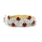 Load image into Gallery viewer, 3-carat-alternative-pear-and-round-ruby-wedding-band-ring-in-yellow-gold-FD9174BGRUDR-3.00CT-NL-YG-HW