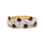 Load image into Gallery viewer, 3-carat-alternative-pear-and-round-ruby-wedding-band-ring-in-yellow-gold-FD9174BGRUDR-3.00CT-NL-YG