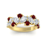Load image into Gallery viewer, 3-carat-alternative-pear-and-round-ruby-wedding-band-ring-in-yellow-gold-FD9174BGRUDRANGLE5-3.00CT-NL-YG