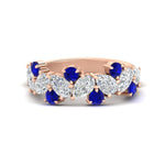 Load image into Gallery viewer, 3-carat-alternative-pear-and-round-sapphire-wedding-band-ring-in-rose-gold-FD9174BGSABL-3.00CT-NL-RG