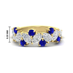 Load image into Gallery viewer, 3-carat-alternative-pear-and-round-sapphire-wedding-band-ring-in-yellow-gold-FD9174BGSABL-3.00CT-NL-YG-HW