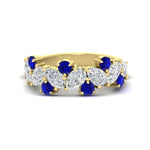 Load image into Gallery viewer, 3-carat-alternative-pear-and-round-sapphire-wedding-band-ring-in-yellow-gold-FD9174BGSABL-3.00CT-NL-YG