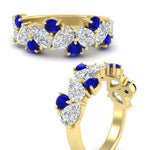 Load image into Gallery viewer, 3-carat-alternative-pear-and-round-sapphire-wedding-band-ring-in-yellow-gold-FD9174BGSABLANGLE3-3.00CT-NL-YG