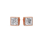 Load image into Gallery viewer, Stylish Princess Bezel Diamond Studs