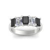 Load image into Gallery viewer, 3-carat-emerald-cut-5-stone-black-diamond-wedding-band-in-white-gold-fdwb8008emblackangle5-3.00ct-nl-wg