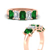 Load image into Gallery viewer, 3-carat-emerald-cut-5-stone-emerald-wedding-band-in-rose-gold-fdwb8008emgemgrangle3-3.00ct-nl-rg