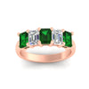Load image into Gallery viewer, 3-carat-emerald-cut-5-stone-emerald-wedding-band-in-rose-gold-fdwb8008emgemgrangle5-3.00ct-nl-rg
