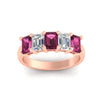 Load image into Gallery viewer, 3-carat-emerald-cut-5-stone-pink-sapphire-wedding-band-in-rose-gold-fdwb8008emgsadrpiangle5-3.00ct-nl-rg