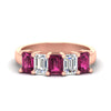 Load image into Gallery viewer, 3-carat-emerald-cut-5-stone-pink-sapphire-wedding-band-in-rose-gold-fdwb8008emgsadrpisleep-3.00ct-nl-rg