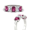 Load image into Gallery viewer, 3-carat-emerald-cut-5-stone-pink-sapphire-wedding-band-in-white-gold-fdwb8008emgsadrpiangle3-3.00ct-nl-wg