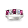Load image into Gallery viewer, 3-carat-emerald-cut-5-stone-pink-sapphire-wedding-band-in-white-gold-fdwb8008emgsadrpiangle5-3.00ct-nl-wg