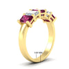 Load image into Gallery viewer, 3-carat-emerald-cut-5-stone-pink-sapphire-wedding-band-in-yellow-gold-fdwb8008emgsadrpiangle2-3.00ct-nl-yg-hw