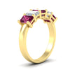 Load image into Gallery viewer, 3-carat-emerald-cut-5-stone-pink-sapphire-wedding-band-in-yellow-gold-fdwb8008emgsadrpiangle2-3.00ct-nl-yg