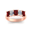 Load image into Gallery viewer, 3-carat-emerald-cut-5-stone-ruby-wedding-band-in-rose-gold-fdwb8008emgrudrangle5-3.00ct-nl-rg
