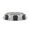 Load image into Gallery viewer, 3-carat-five-stone-princess-black-diamond-wedding-band-in-white-gold-fdwb8008prblacksleep-3.00ct-nl-wg.jpg