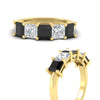 Load image into Gallery viewer, 3-carat-five-stone-princess-black-diamond-wedding-band-in-yellow-gold-fdwb8008prblackangle3-3.00ct-nl-yg.jpg