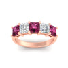 Load image into Gallery viewer, 3-carat-five-stone-princess-pink-sapphire-wedding-band-in-rose-gold-fdwb8008prgsadrpiangle5-3.00ct-nl-rg.jpg