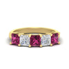 Load image into Gallery viewer, 3-carat-five-stone-princess-pink-sapphire-wedding-band-in-yellow-gold-fdwb8008prgsadrpisleep-3.00ct-nl-yg.jpg