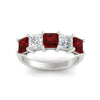 Load image into Gallery viewer, 3-carat-five-stone-princess-ruby-wedding-band-in-white-gold-fdwb8008prgrudrangle5-3.00ct-nl-wg.jpg