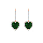 Load image into Gallery viewer, 3-carat-halo-diamond-heart-lever-back-earring-with-emerald-in-rose-gold-FDEAR-11235HTGEMGR-3.00CT-NL-RG.jpg