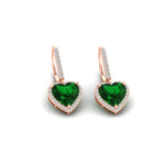 Load image into Gallery viewer, 3-carat-halo-diamond-heart-lever-back-earring-with-emerald-in-rose-gold-FDEAR-11235HTGEMGR-3.00CT-NL-RG.jpg