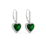 Load image into Gallery viewer, 3-carat-halo-diamond-heart-lever-back-earring-with-emerald-in-white-gold-FDEAR-11235HTGEMGR-3.00CT-NL-WG.jpg