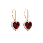 Load image into Gallery viewer, 3-carat-halo-diamond-heart-lever-back-earring-with-ruby-in-rose-gold-FDEAR-11235HTGRUDR-3.00CT-NL-RG.jpg