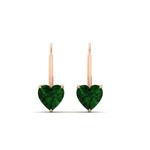 Load image into Gallery viewer, 3-carat-heart-stud-emerald-leverback-Earrings-in-rose-gold-FDEAR9225HTGEMGR-3.00 CT-NL-RG