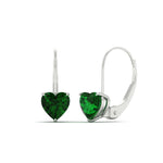 Load image into Gallery viewer, 3-carat-heart-stud-emerald-leverback-Earrings-in-white-gold-FDEAR9225HTGEMGR-3.00 CT-NL-WG