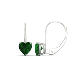 Load image into Gallery viewer, 3-carat-heart-stud-emerald-leverback-Earrings-in-white-gold-FDEAR9225HTGEMGR-3.00 CT-NL-WG